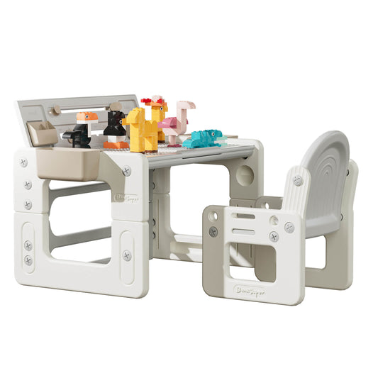 Kid's Drawing Table and Chair Set Gray – BanaSuper