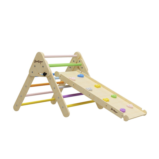 Colorful 2 in 1 Climbing Triangle Ladder with Ramp