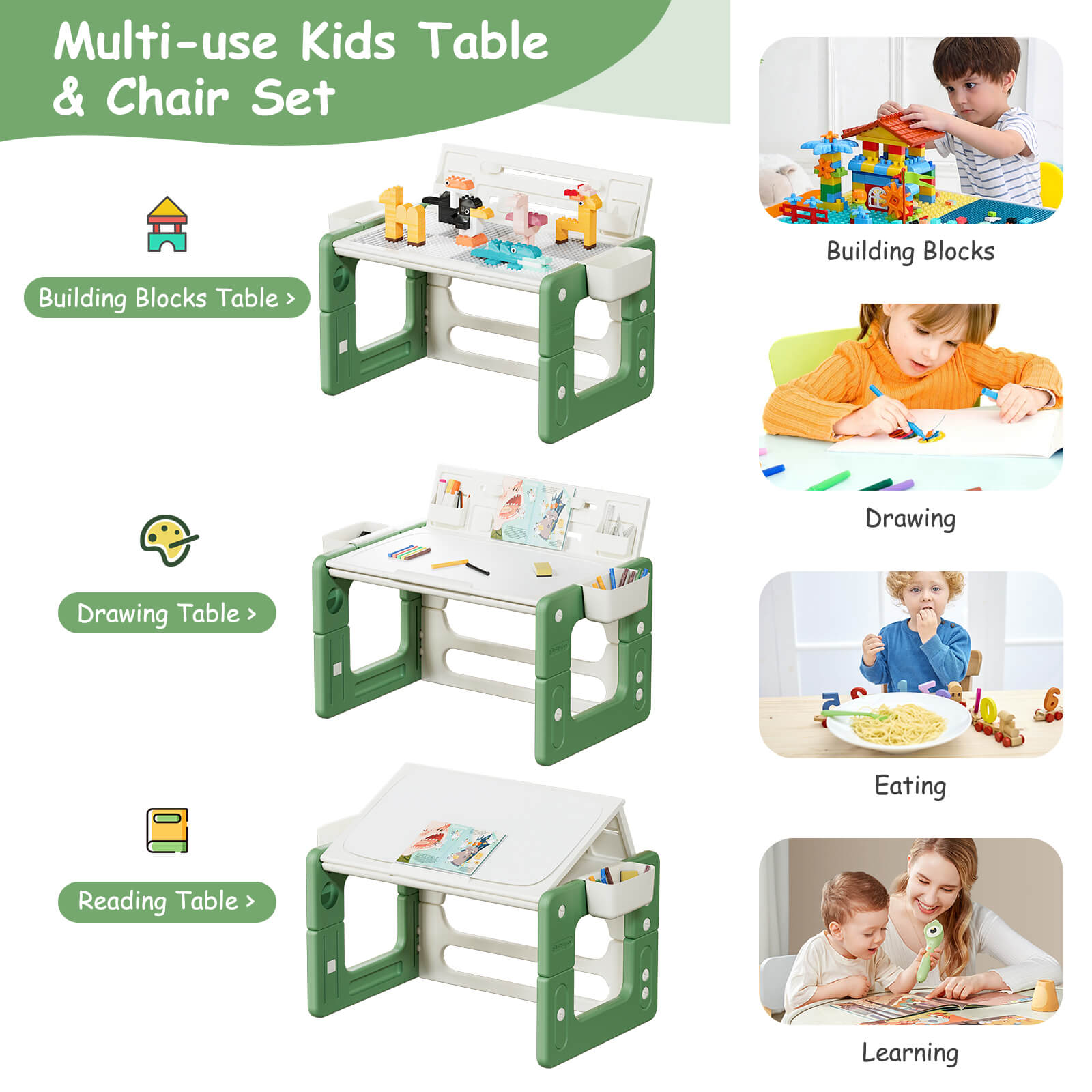 3 in 1 Kids Table and Chair Set