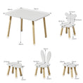 Load image into Gallery viewer, Toddler Wood Kids Play Table with 4 Animals Shape Chairs White
