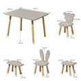 Load image into Gallery viewer, Toddler Wood Kids Play Table with 4 Animals Shape Chairs Gray
