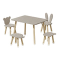 Load image into Gallery viewer, Toddler Wood Kids Play Table with 4 Animals Shape Chairs Gray
