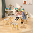 Load image into Gallery viewer, Toddler Wood Kids Play Table with 4 Animals Shape Chairs Gray
