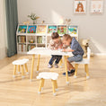 Load image into Gallery viewer, Toddler Wood Kids Play Table with 4 Animals Shape Chairs White
