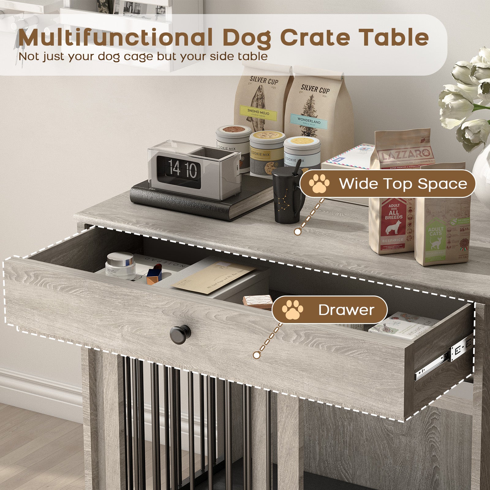 Cage pour chien à porte coulissante en métal Beastdorm Gris