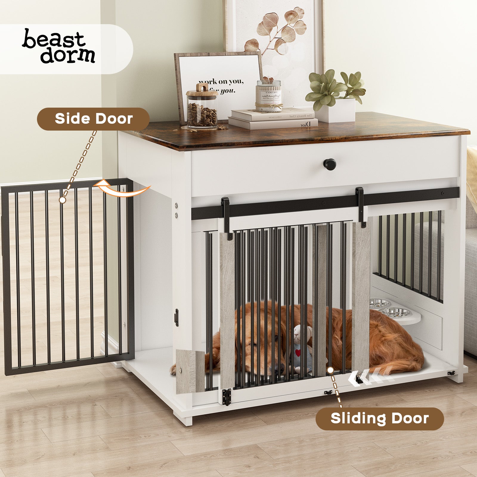 Cage pour chien à porte coulissante en métal Beastdorm Gris