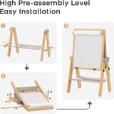 3in1 Folding Kids Art Easel, Magnetic Chalkboard Whiteboard