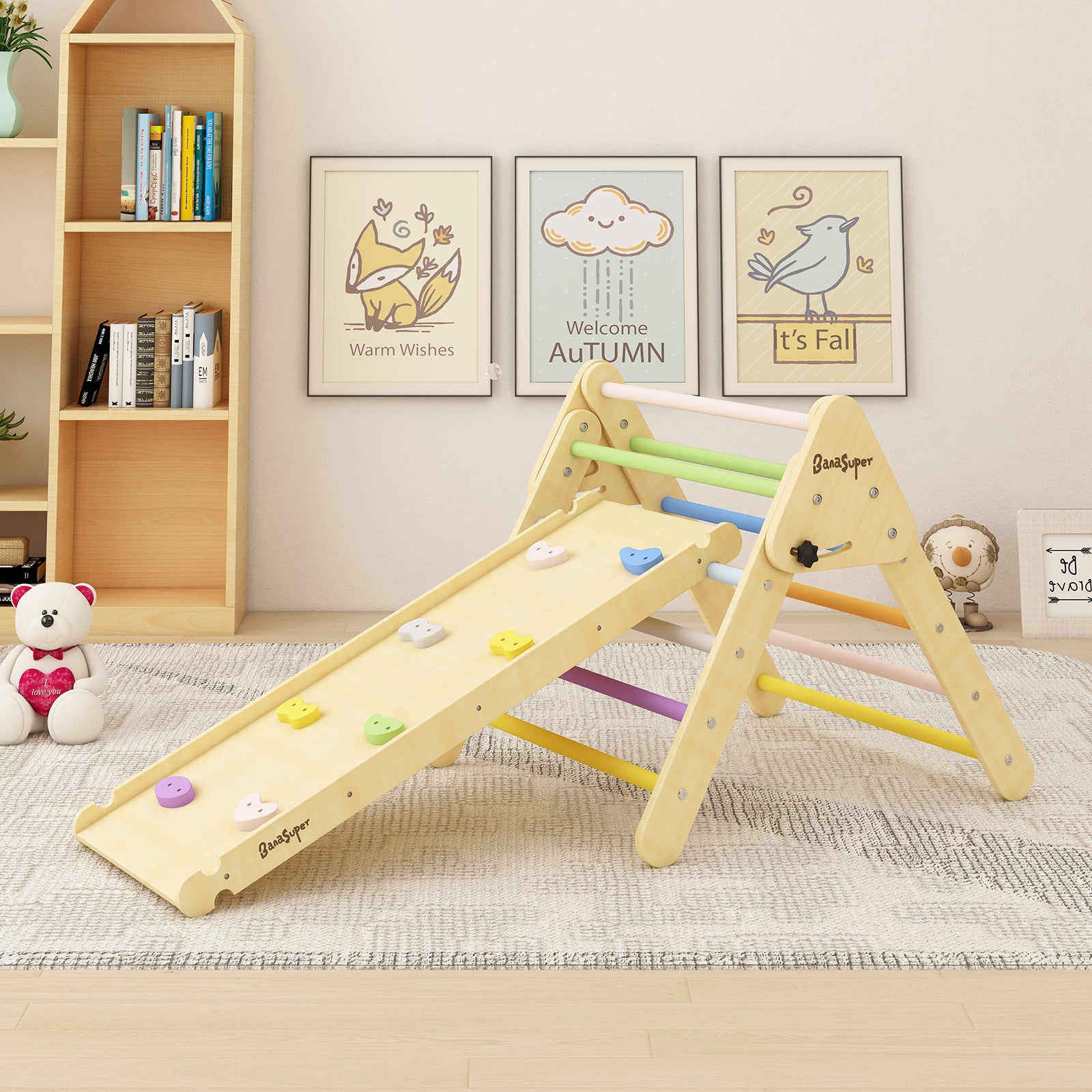 Colorful 2 in 1 Climbing Triangle Ladder with Ramp