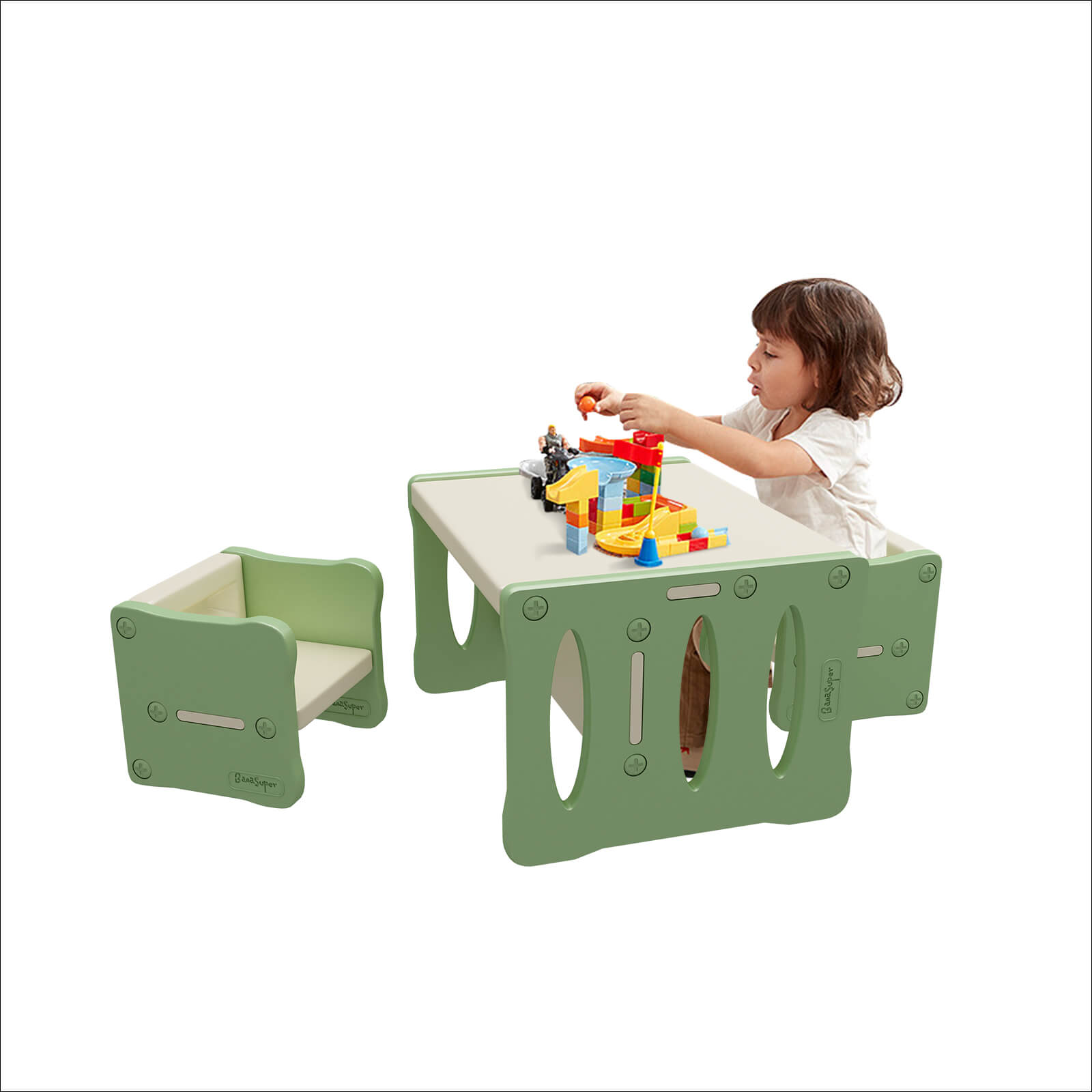 Kids Table and 2 Chairs Set Green