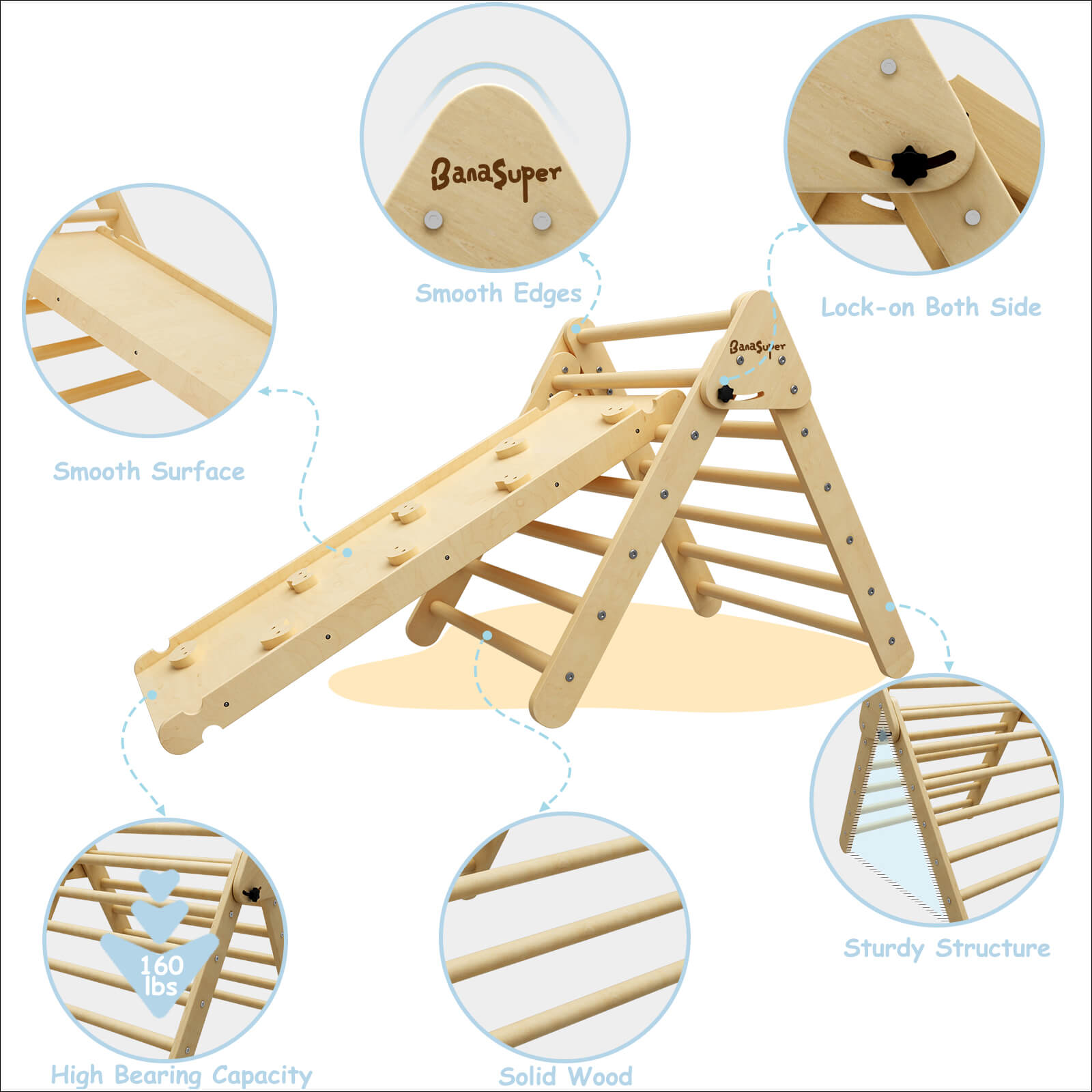 Échelle triangulaire d'escalade 2 en 1 avec rampe