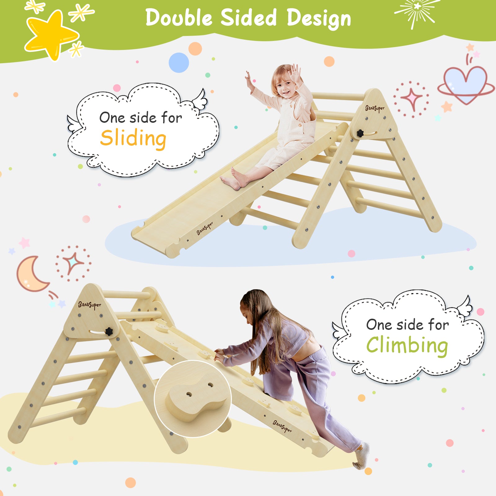 Large 3 in 1 Climbing Triangle Ladder with Ramp & Arch