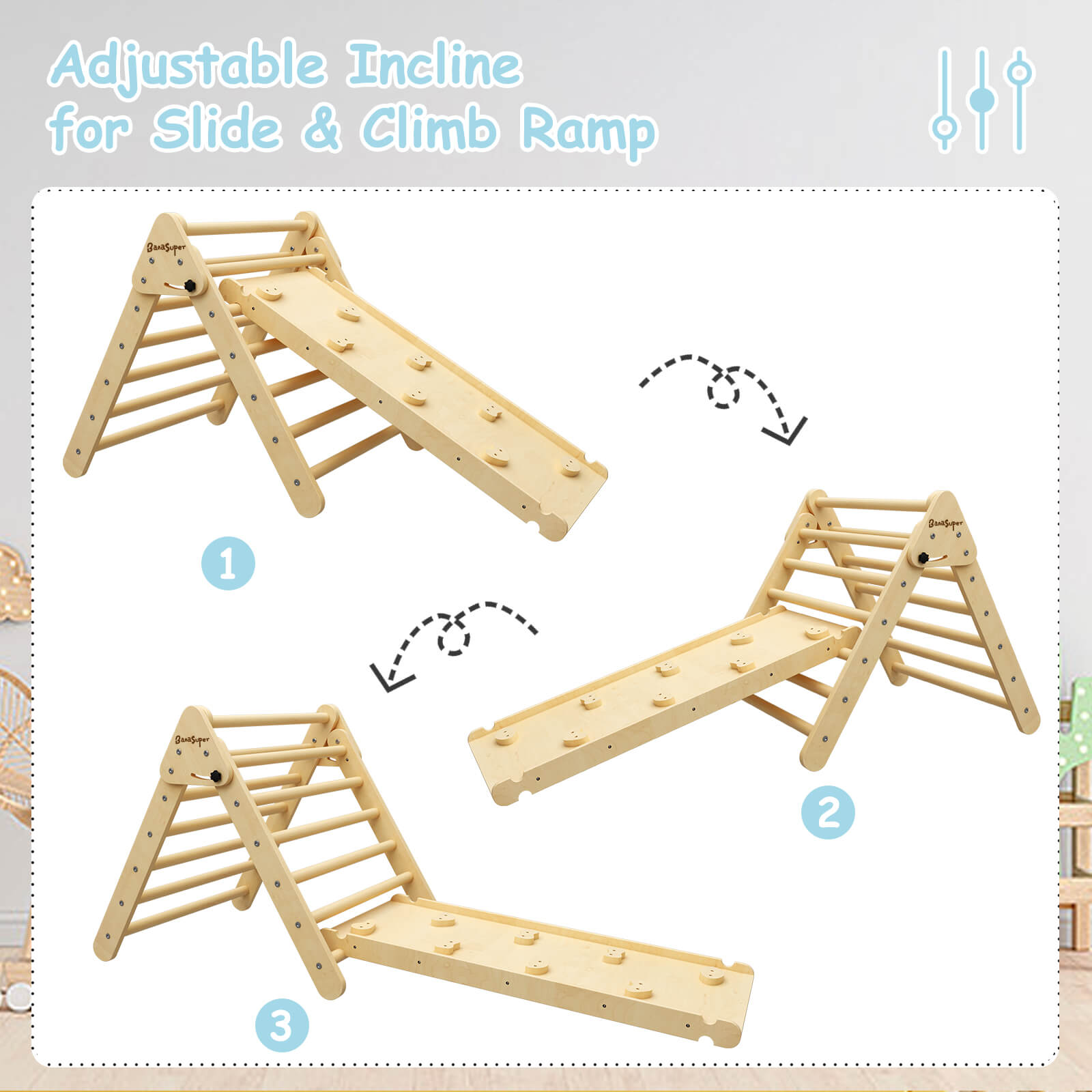 Échelle triangulaire d'escalade 2 en 1 avec rampe