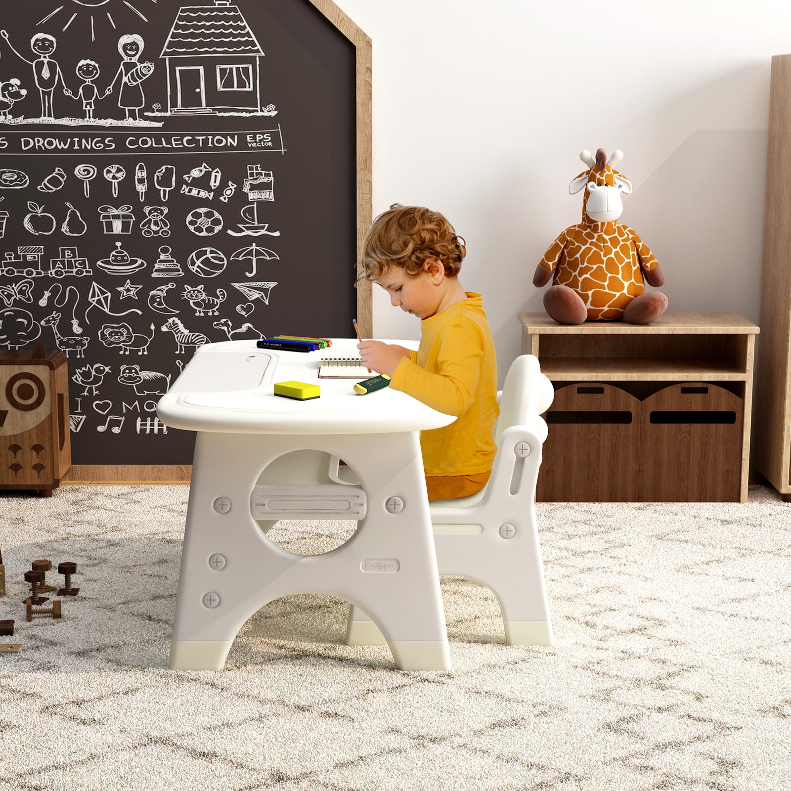 Children's drawing table clearance and chairs