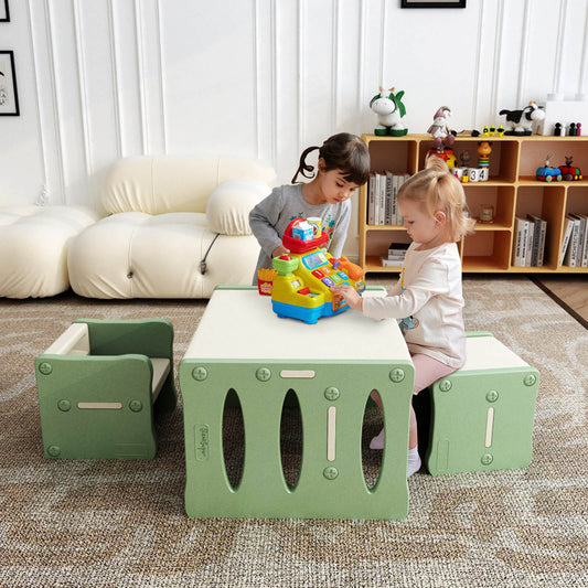 Kids Table and 2 Chairs Set Green