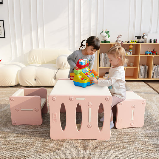 Kids Table and 2 Chairs Set Pink